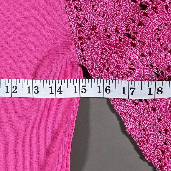 Joseph A. Pink Top with‎ Long Crochet Sleeves Size Small - Picture 12 of 16